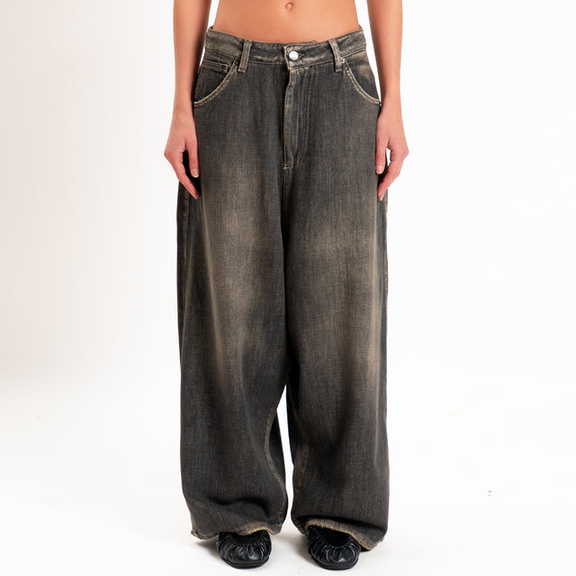 Zeroassoluto-Jeans GAUCHO extra wide drop crotch - denim nero stone washed