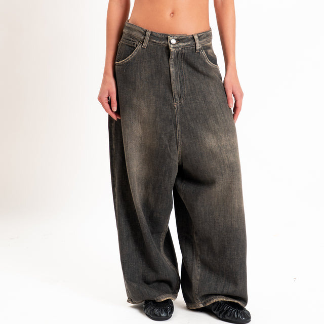 Zeroassoluto-Jeans GAUCHO extra wide drop crotch - denim nero stone washed