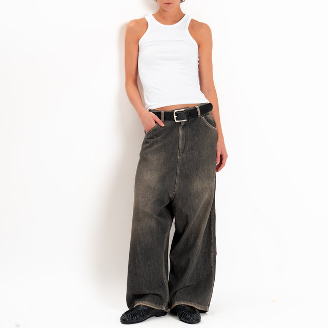 Zeroassoluto-Jeans GAUCHO extra wide drop crotch - denim nero stone washed