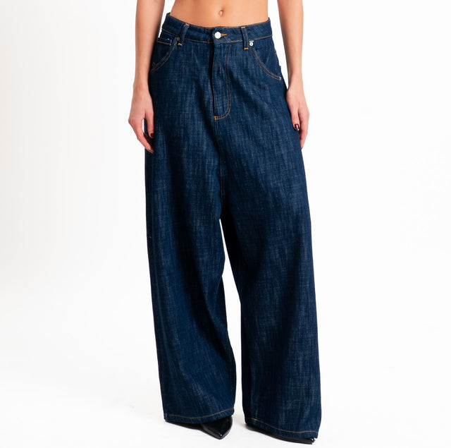 Zeroassoluto-Jeans GAUCHO extra wide drop crotch tela premium slegata lavaggio zero - denim scuro