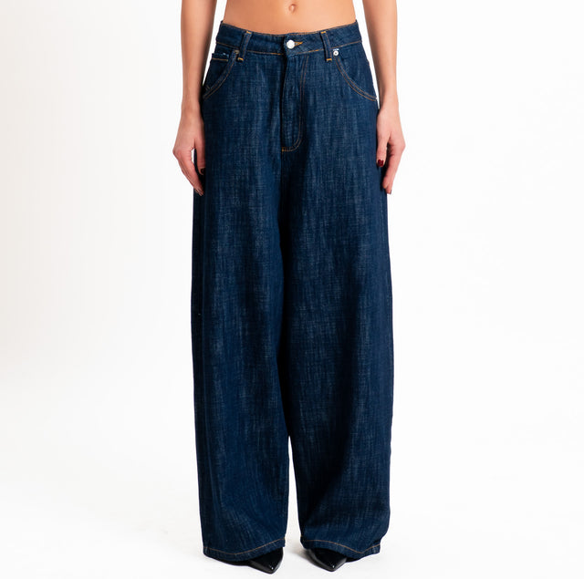 Zeroassoluto-Jeans GAUCHO extra wide drop crotch tela premium slegata lavaggio zero - denim scuro