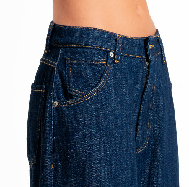 Zeroassoluto-Jeans GAUCHO extra wide drop crotch tela premium slegata lavaggio zero - denim scuro