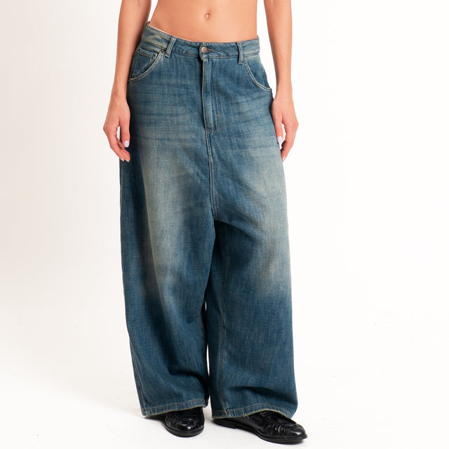 Zeroassoluto-Jeans GAUCHO extra wide drop crotch - denim stone washed