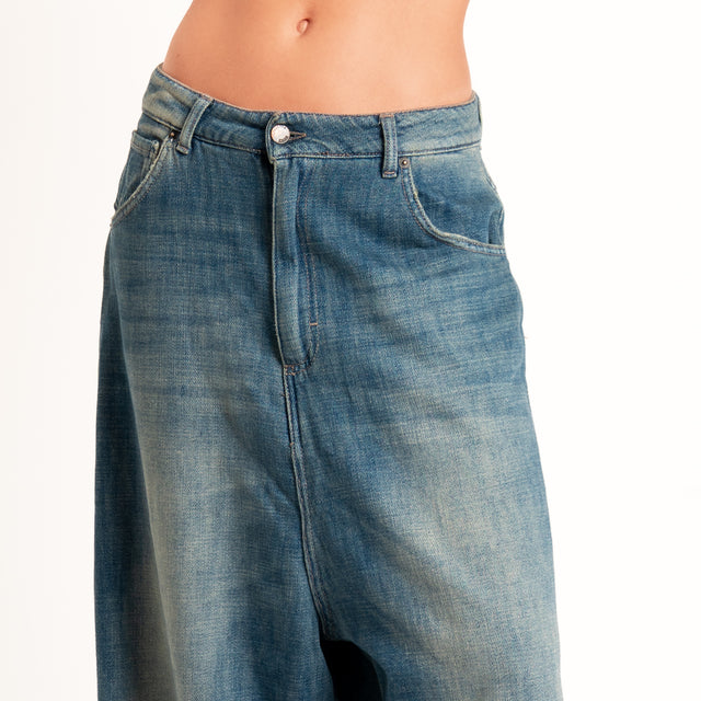 Zeroassoluto-Jeans GAUCHO extra wide drop crotch - denim stone washed
