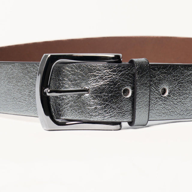 Zeroassoluto-Cintura laminata genuine leather high quality - piombo