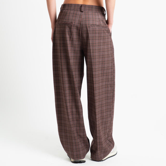 Zeroassoluto-Pantalone GENNY comfort elasticizzato - principe di galles vino/moro/nero