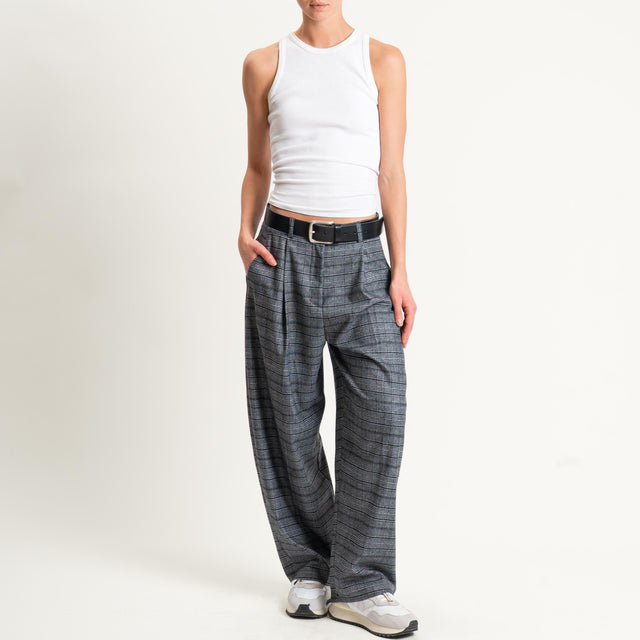 Zeroassoluto-Pantalone GENNY comfort elasticizzato - principe di galles grigio/nero