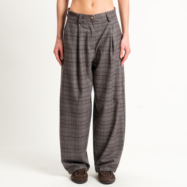 Zeroassoluto-Pantalone GENNY comfort elasticizzato - principe di galles moro/sand