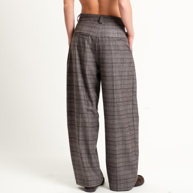 Zeroassoluto-Pantalone GENNY comfort elasticizzato - principe di galles moro/sand