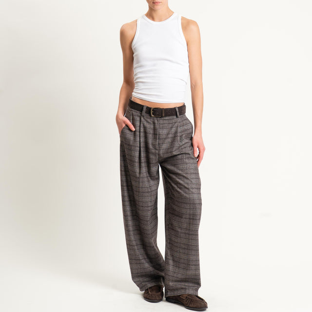 Zeroassoluto-Pantalone GENNY comfort elasticizzato - principe di galles moro/sand