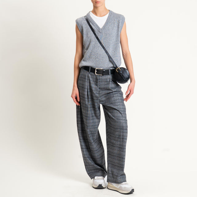 Zeroassoluto-Pantalone GENNY comfort elasticizzato - principe di galles grigio/nero