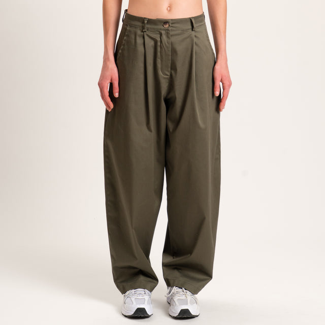 Pantalones de satén de algodón Zeroassoluto-GENNY y - militar