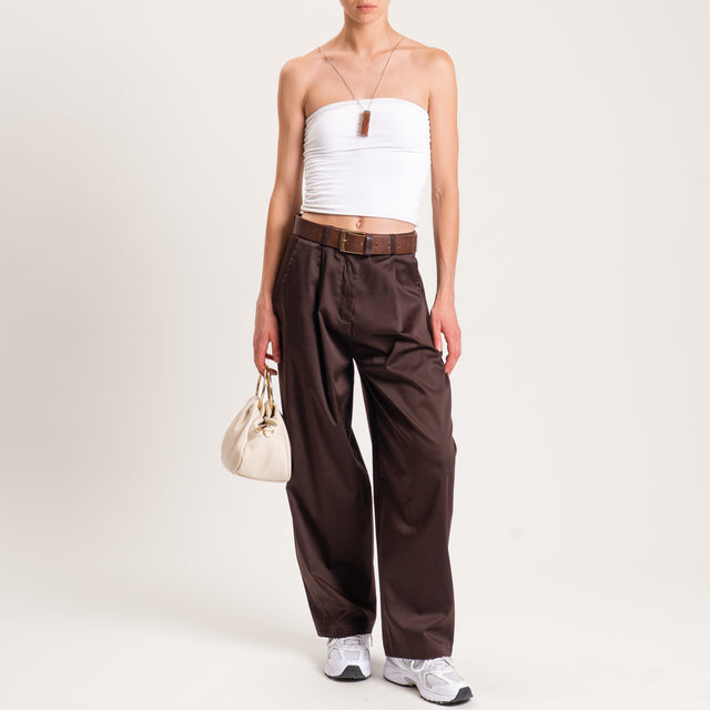 Pantalón de satén de algodón Zeroassoluto-GENNY y - moca