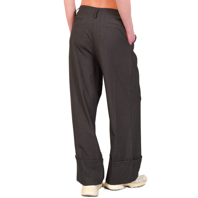 Zeroassoluto-Pantalone GESSY con risvolto tessuto poliviscosa elasticizzato - grigio