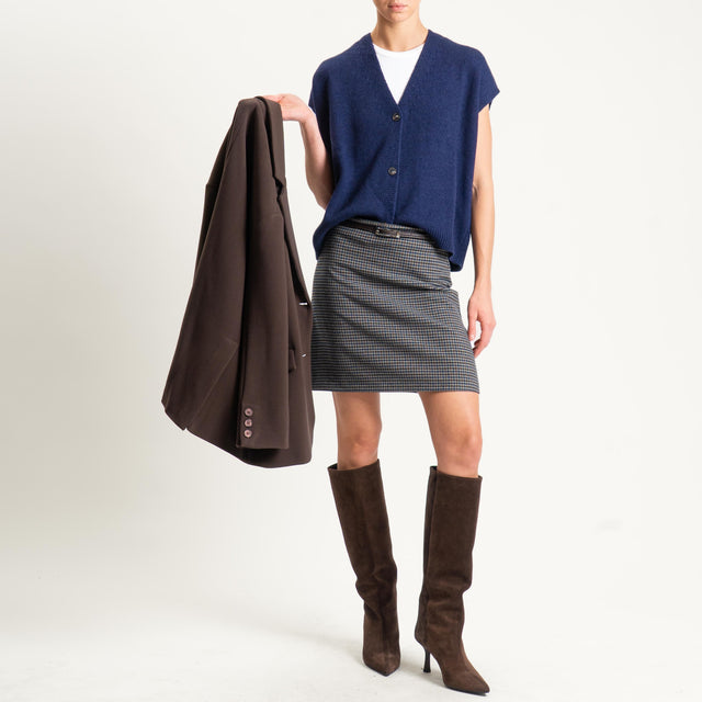 Zeroassoluto-Minigonna GINA tessuto elasticizzato - pied de poule grigio/moro/blu