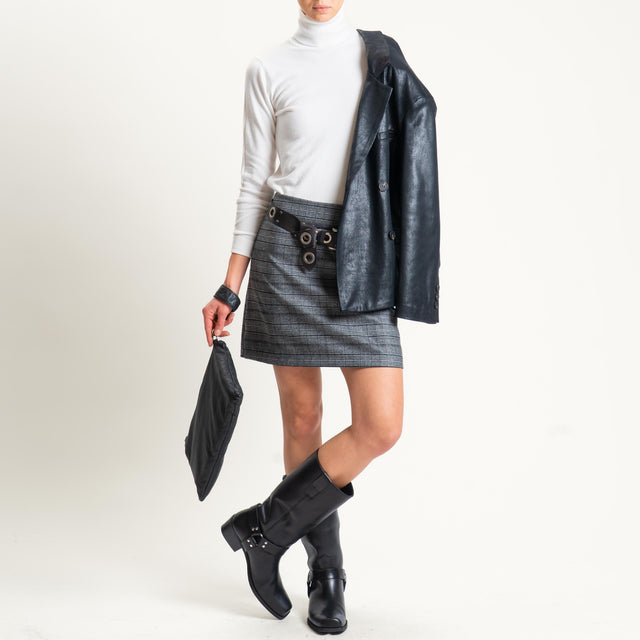 Zeroassoluto-Minigonna GINA tessuto elasticizzato - principe di galles grigio/nero