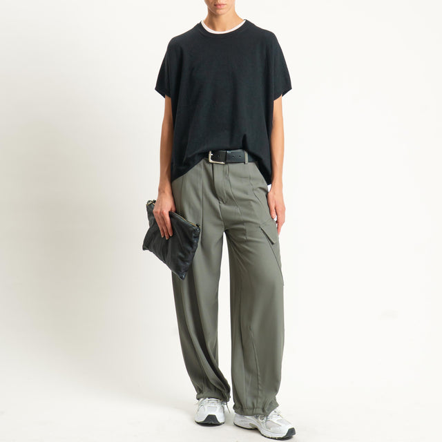 Zeroassoluto-Pantalone GIORDY cargo tessuto fluido - militare