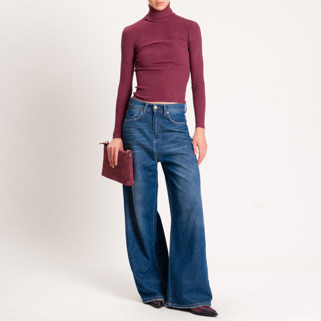 Zeroassoluto-Maglia collo alto a costine - bordeaux