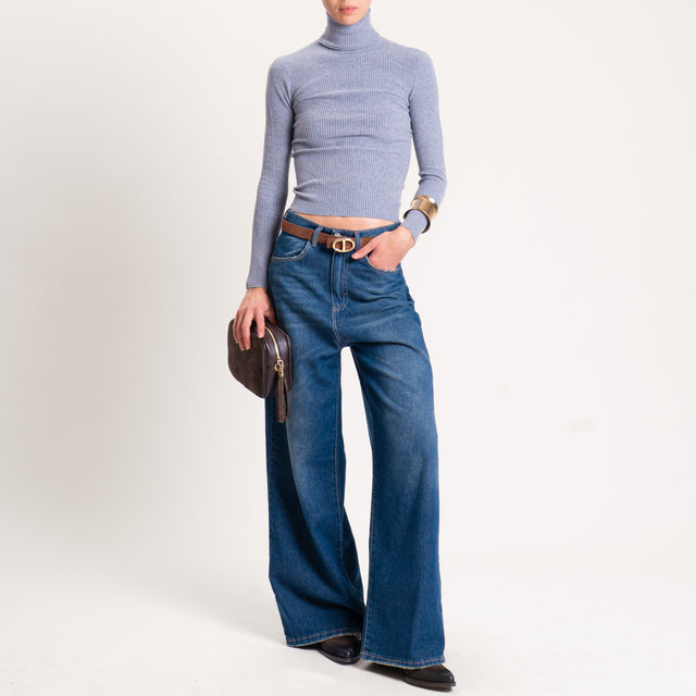 Zeroassoluto-Maglia collo alto a costine - grigio melange