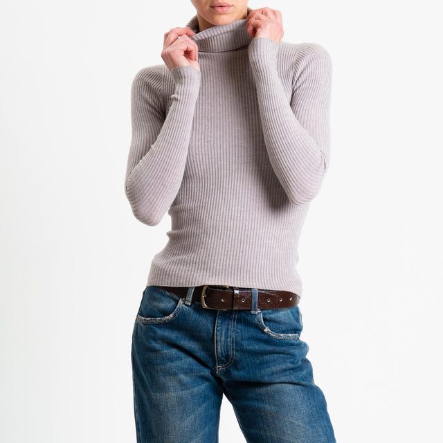 Suéter de cuello alto acanalado Zeroassoluto - Taupe