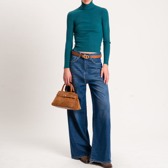 Zeroassoluto-Maglia collo alto a costine - VERDE