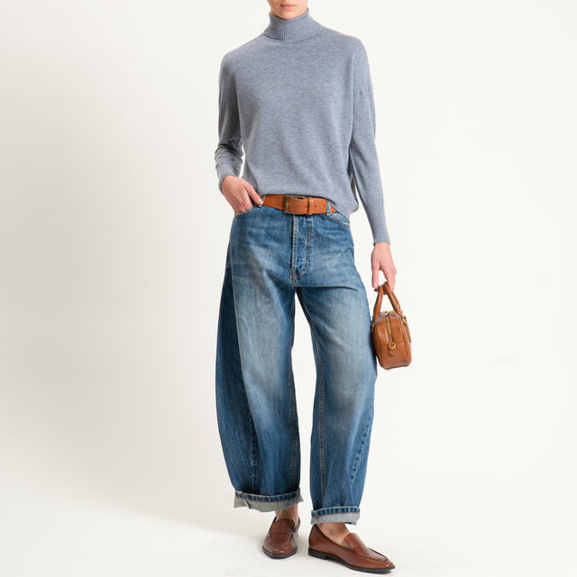 Zeroassoluto-Maglia collo alto bordi a costine - grigio melange