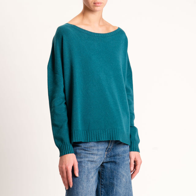 Zeroassoluto-Maglia scatola scollo barca - VERDE