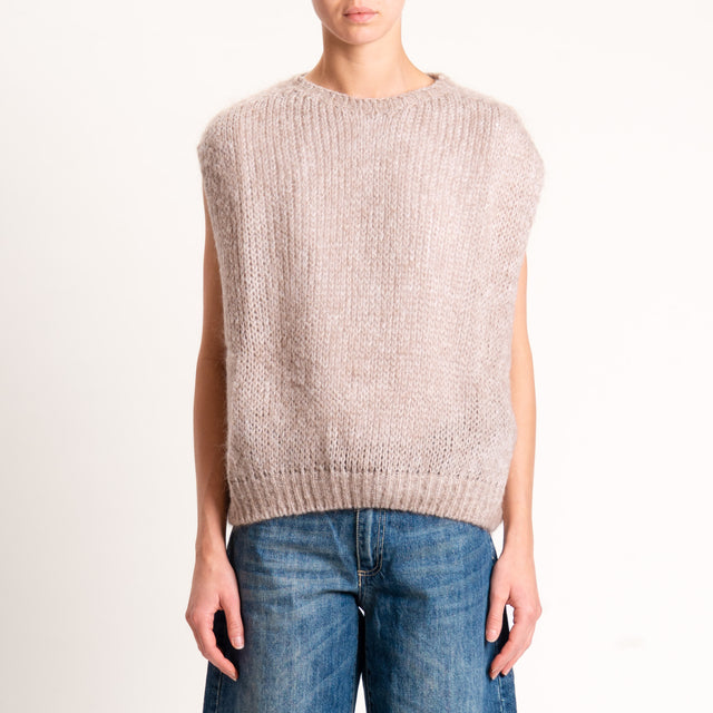 Zeroassoluto-Maglia mohair smanicata - beige