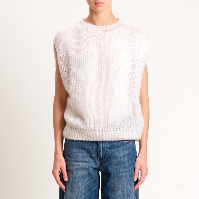 Zeroassoluto-Maglia mohair smanicata - burro
