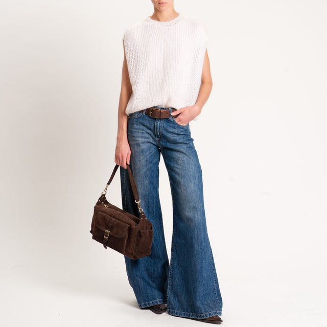 Zeroassoluto-Maglia mohair smanicata - burro