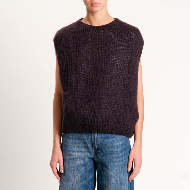 Zeroassoluto-Maglia mohair smanicata - moro