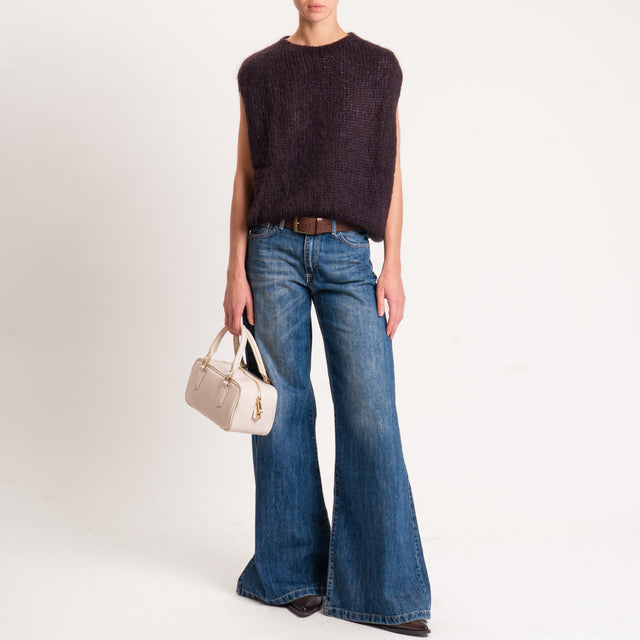 Zeroassoluto-Maglia mohair smanicata - moro