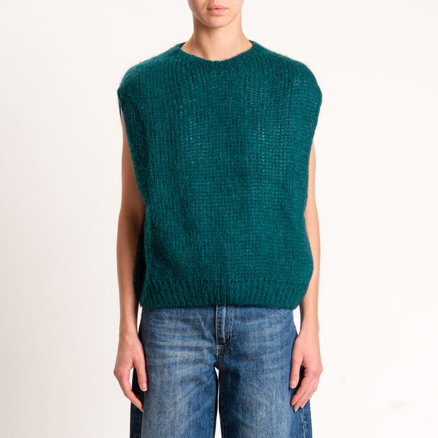 Zeroassoluto-Maglia mohair smanicata - VERDE