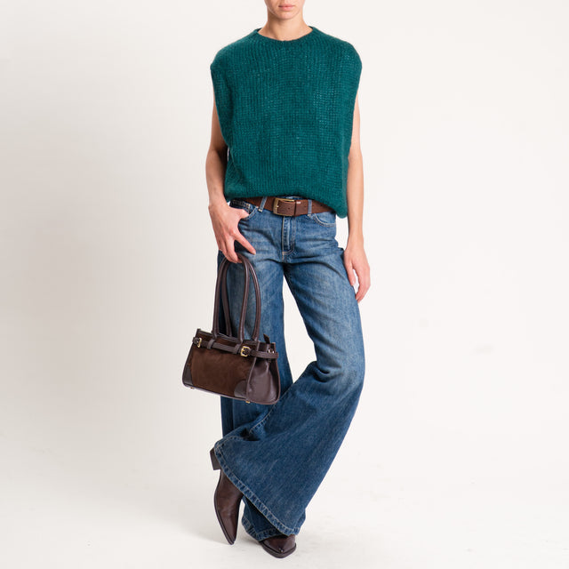 Zeroassoluto-Maglia mohair smanicata - VERDE