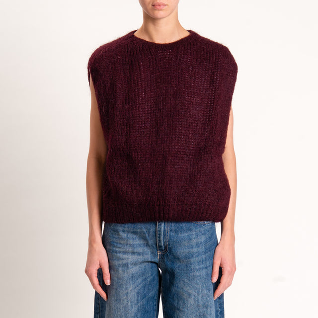 Zeroassoluto-Maglia mohair smanicata - vino