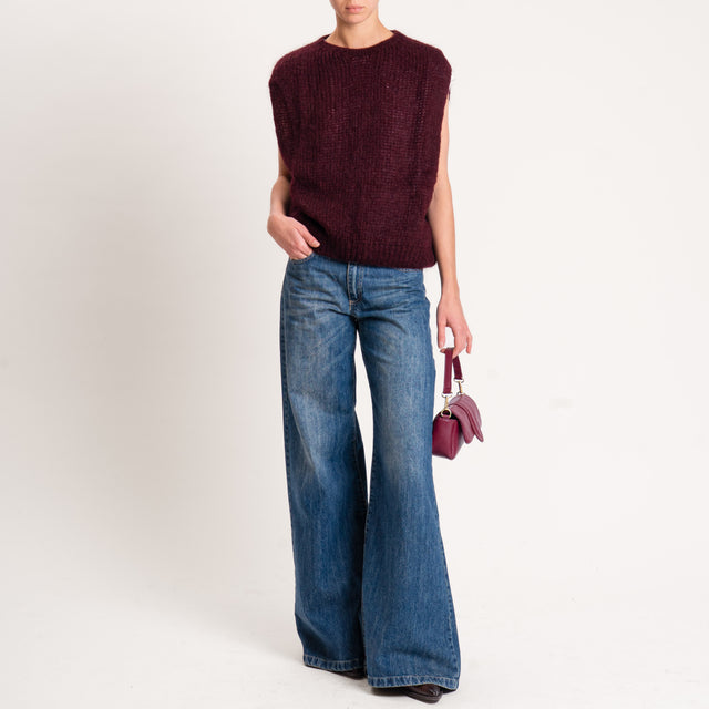 Zeroassoluto-Maglia mohair smanicata - vino