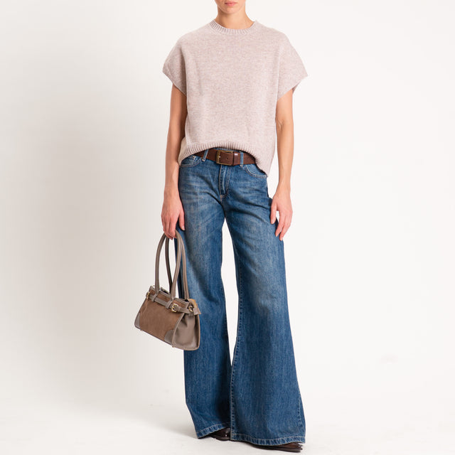 Zeroassoluto-Maglia smanicata 100% lana - beige melange