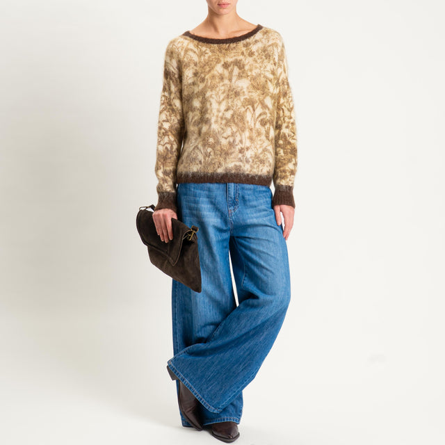 Zeroassoluto-Maglia mohair fantasia fiori - burro/moro/militare