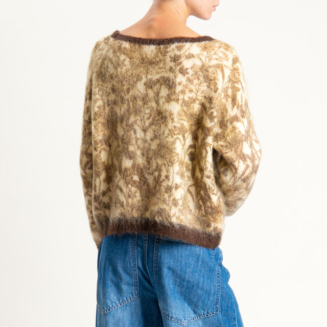 Zeroassoluto-Maglia mohair fantasia fiori - burro/moro/militare