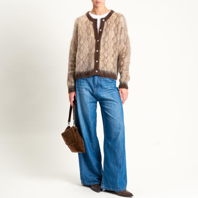 Zeroassoluto-Cardigan mohair stampa pitone - beige/moro