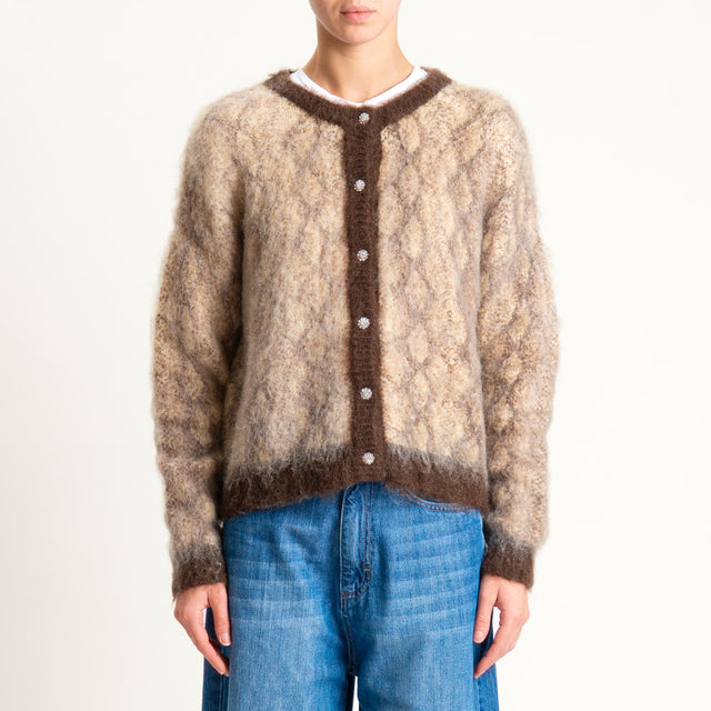 Zeroassoluto-Cardigan mohair stampa pitone - beige/moro