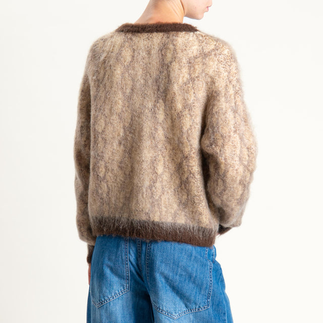 Zeroassoluto-Cardigan mohair stampa pitone - beige/moro