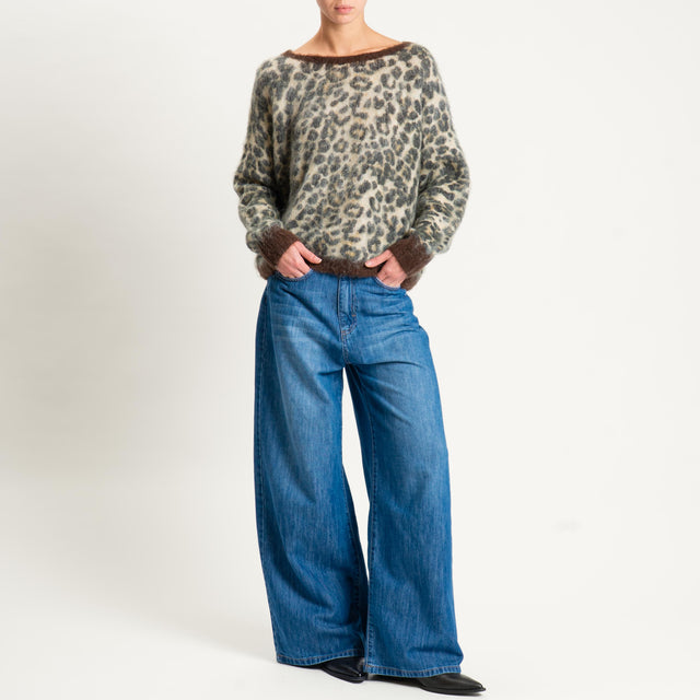 Zeroassoluto-Maglia mohair fantasia animalier - burro/moro/nero