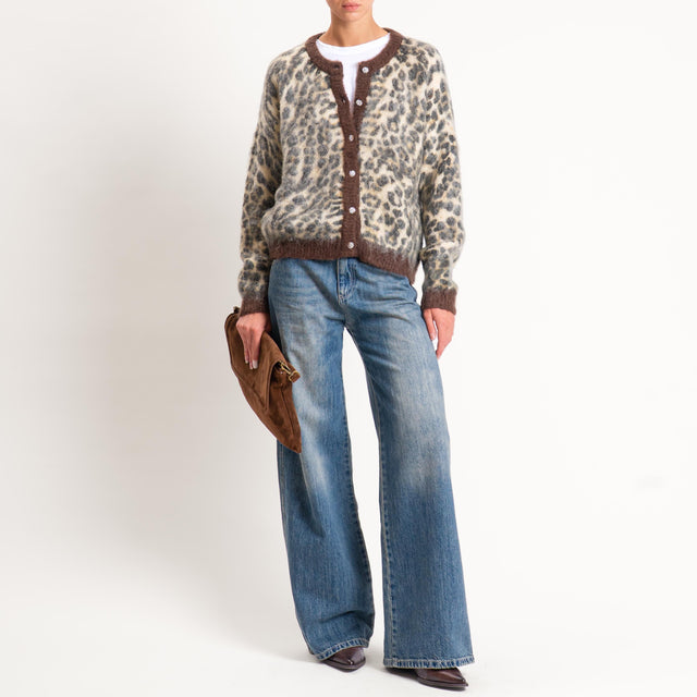 Zeroassoluto-Cardigan mohair fantasia animalier - burro/moro/nero