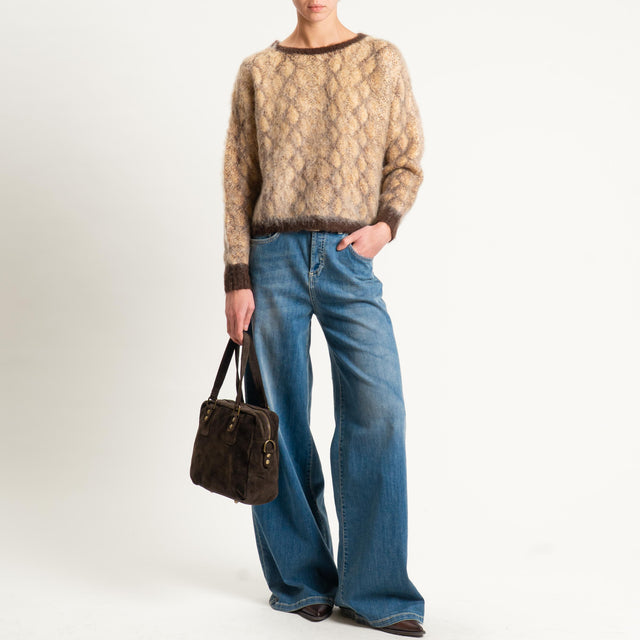 Zeroassoluto-Maglia mohair stampa pitone - beige/moro