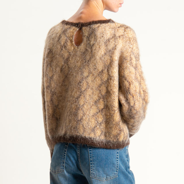 Zeroassoluto-Maglia mohair stampa pitone - beige/moro