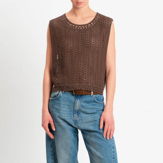 Zeroassoluto-Top in crochet - cioccolato
