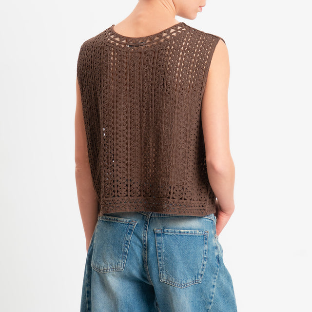 Zeroassoluto-Top in crochet - cioccolato