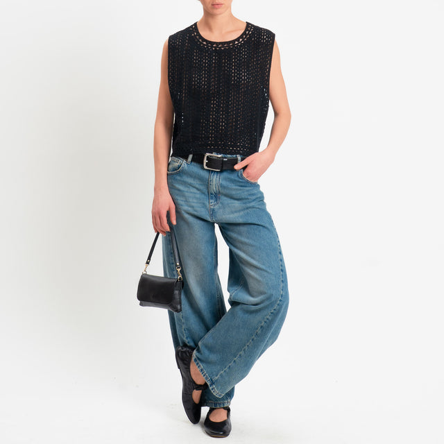 Zeroassoluto-Top in crochet - nero