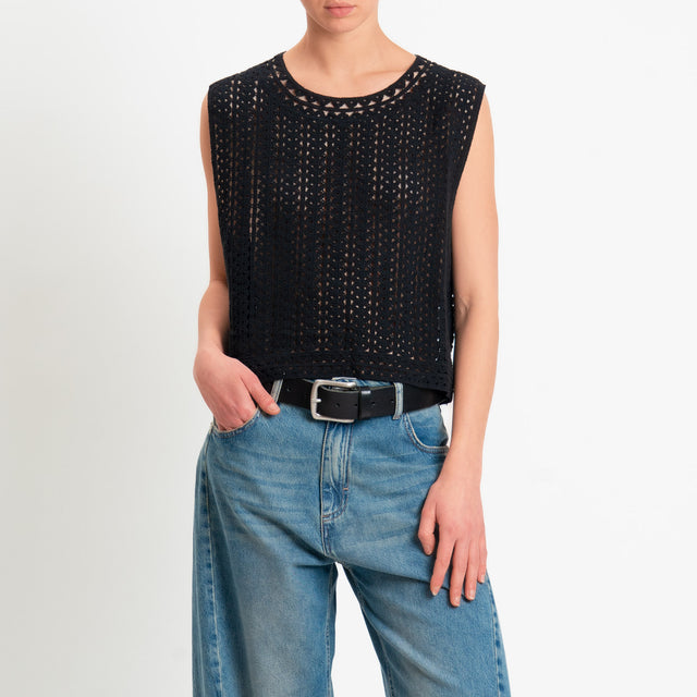 Zeroassoluto-Top in crochet - nero